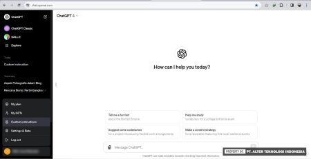 Cara mengakses fitur Custom Instruction di GPT